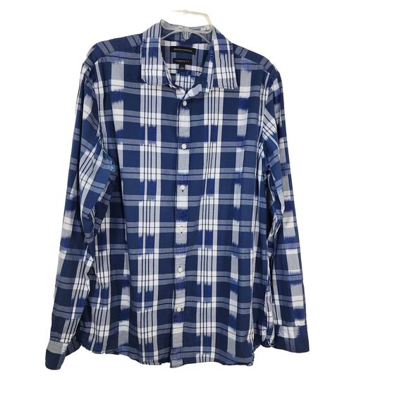 Banana Republic Mens Shirt Large Camden Fit Blue White Long Sleeve Button Cotton - Picture 1 of 10
